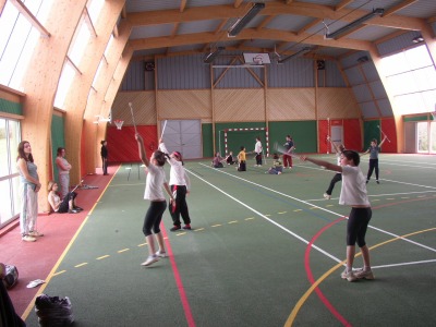entrainement dans le nouveau gymnase de Salignac
