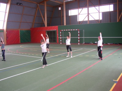 entrainement dans le nouveau gymnase de Salignac