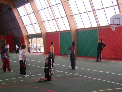 entrainement dans le nouveau gymnase de Salignac